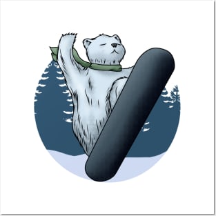 Polar bear as Snowboarder with Snowboard Posters and Art